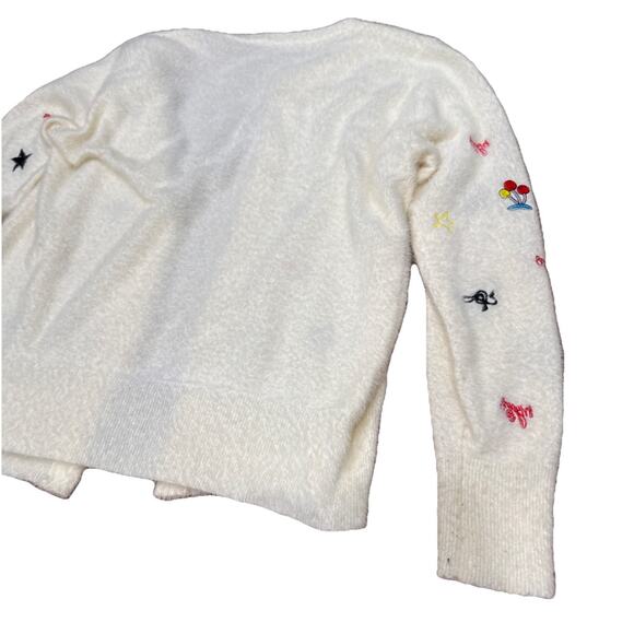 Cashmere&Wool White,Cardigan Sweater, Wmn SzS,embroidery,cottageCore Fuzzy Grany - Picture 9 of 16